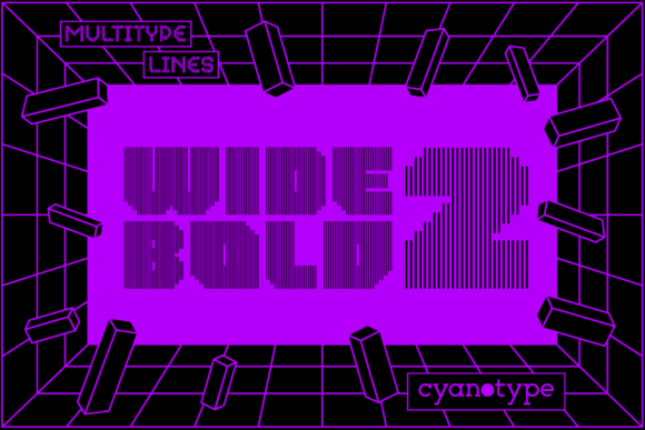 MultiType Lines Wide Bold 2: A Pixelated Font with Distorted Flair